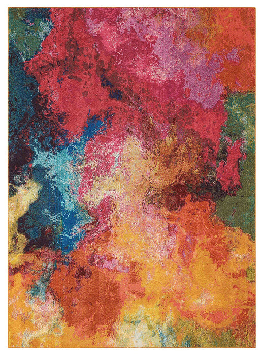 8' X 11' Abstract Non Skid Area Rug - Navy Blue