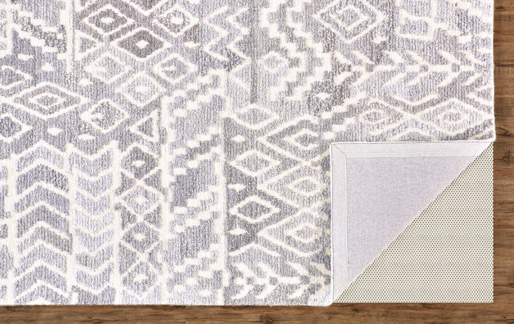 10' x 14' Wool Abstract Geometric Hand Tufted Area Rug - Gray And White
