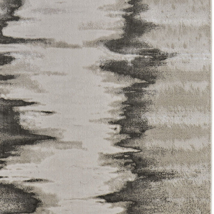 10' x 13' Abstract Power Loom Area Rug - Gray Ivory And Taupe