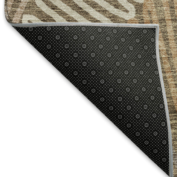10' X 14' Floral Washable Area Rug With UV Protection (671882) - Brown / Beige