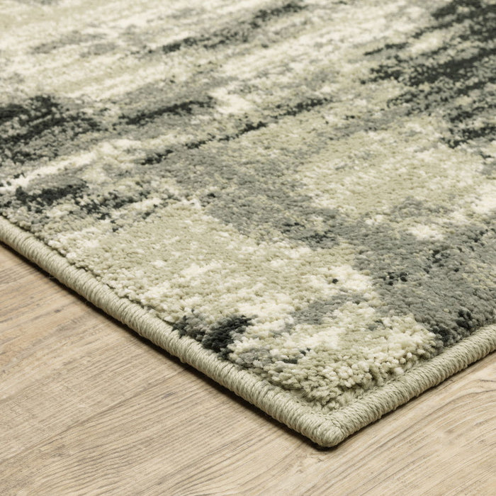 10' x 13' Abstract Power Loom Stain Resistant Area Rug - Gray Beige Charcoal And Blue