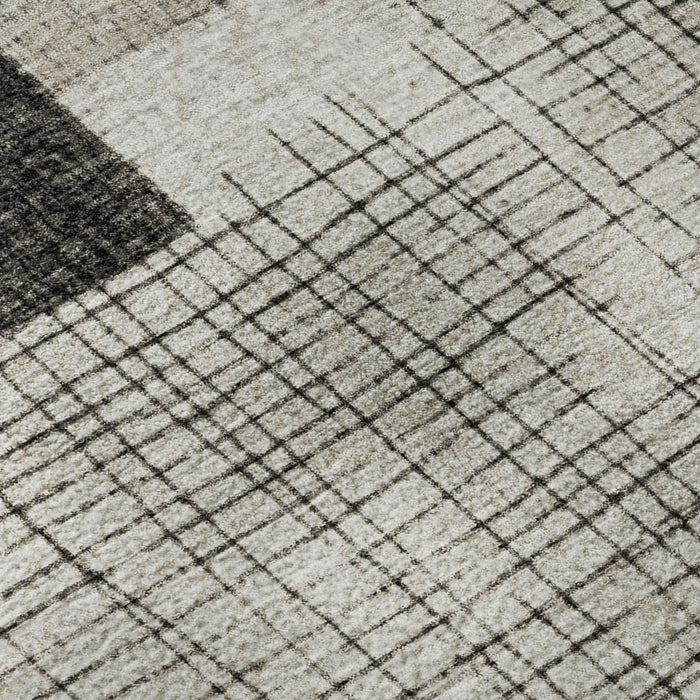 10' X 14' Geometric Washable Area Rug With UV Protection (718322) - Ivory / Gray