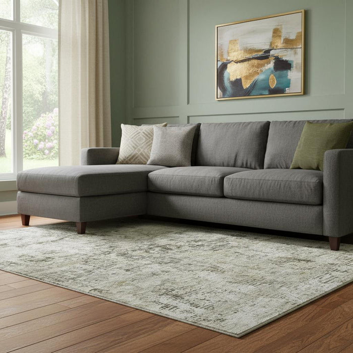 10' X 14' Abstract Washable Area Rug With UV Protection (653614) - Taupe / Beige / Gray