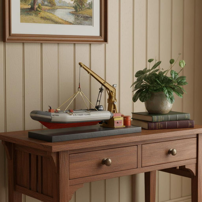 Hand Painted Model Boat - Gray / Gold