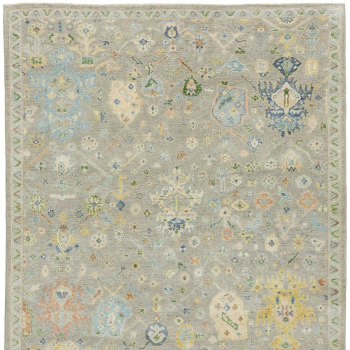 9' X 12' Traditional Wool Oriental Hand Knotted Area Rug With Fringe - Gray