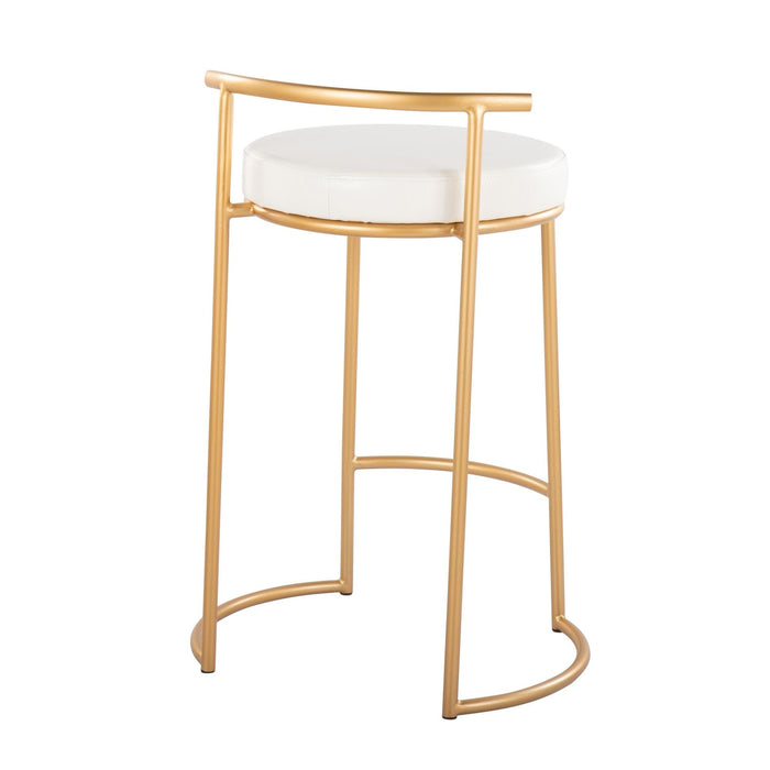 Round Fuji - 26" Fixed-Height Counter Stool (Set of 2) - Gold Base