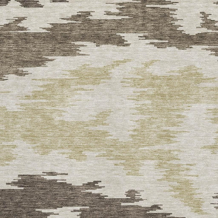 8' X 10' Abstract Washable Area Rug With UV Protection - Chocolate And Taupe