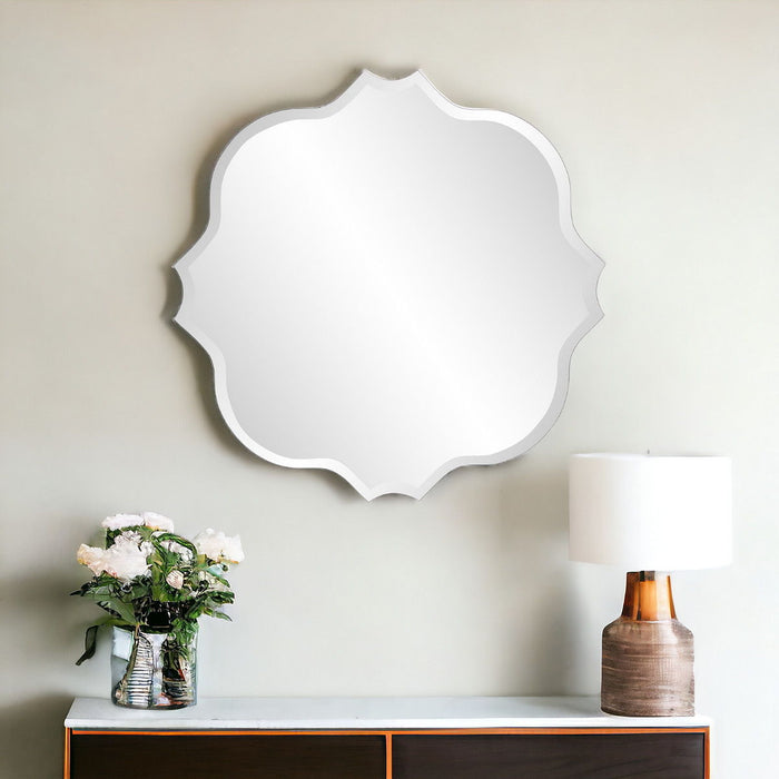 36" Quatrefoil Unframed Accent Mirror - Pearl Silver