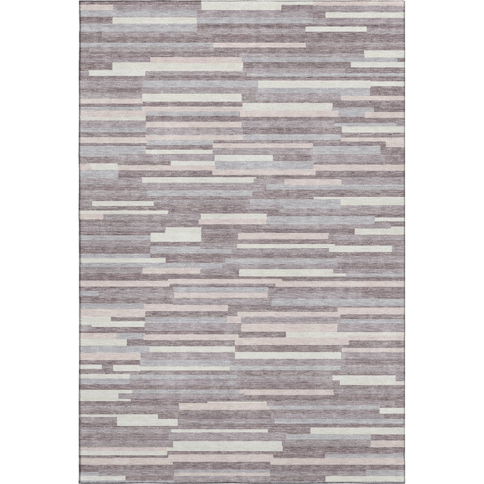 10' X 14' Striped Washable Area Rug With UV Protection (671066) - Lavender / Ivory