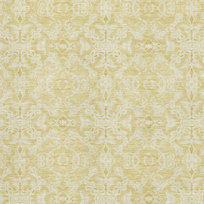 8' X 10' Medallion Washable Area Rug Polyester With UV Protection - Gold And Ivory