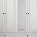 White 71-inch carved geometric four-door dresser with four drawers from HomeRoots, featuring a stylish wardrobe design.