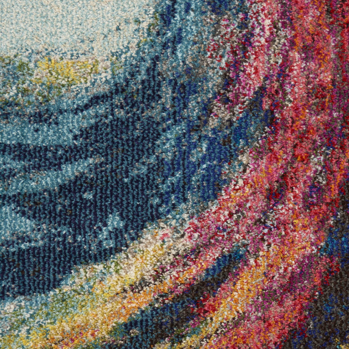 8' X 11' Abstract Non Skid Area Rug - Ivory And Orange