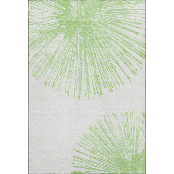 10' X 14' Abstract Washable Area Rug With UV Protection (653518) - Artichoke Green / Ivory