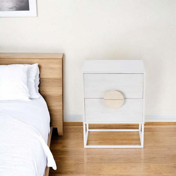 Two Drawer Nightstand - Off White
