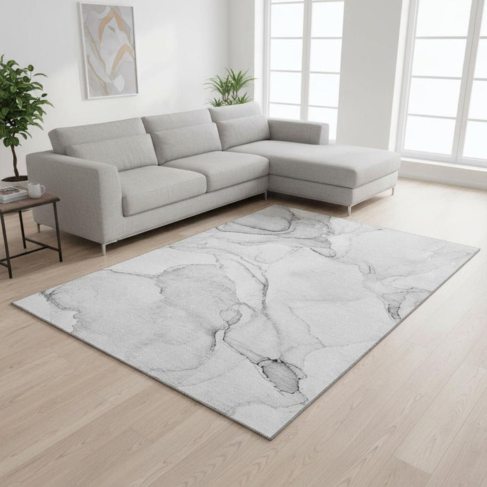 10' X 14' Abstract Washable Area Rug With UV Protection (647398) - Silver / Gray