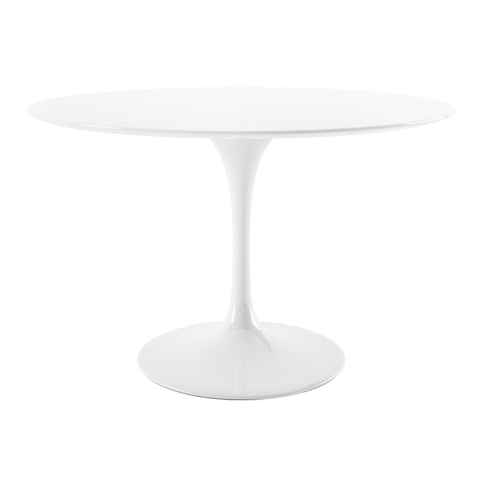48" Fiberglass And Metal Dining Table - White