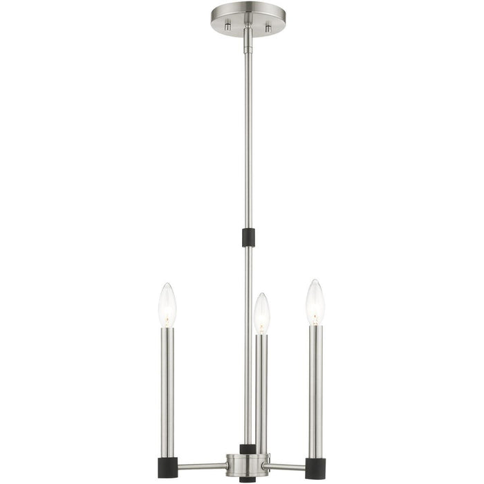 19" Three Light Dimmable Chandelier With Shades - Nickel