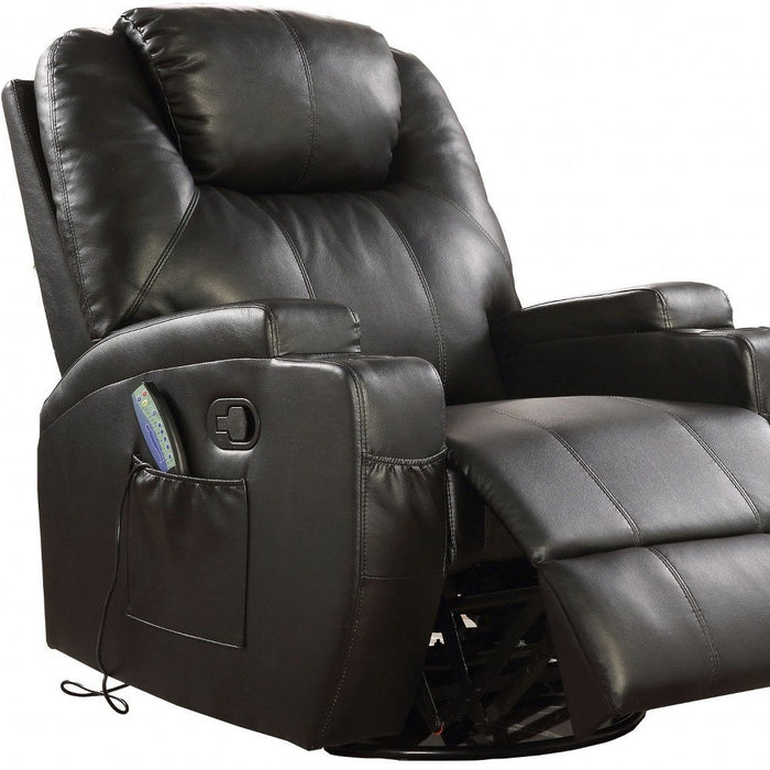 Leather Match Power Heated Massage Recliner - Black