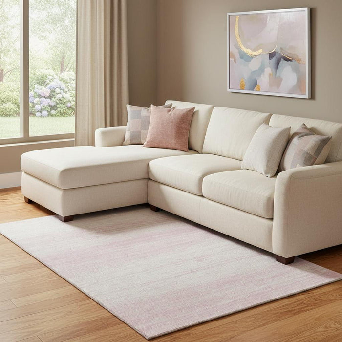 10' X 14' Striped Washable Area Rug With UV Protection (668175) - Pink / Ivory