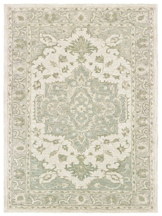 8' x 10' Medallion Area Rug - Green And Cream