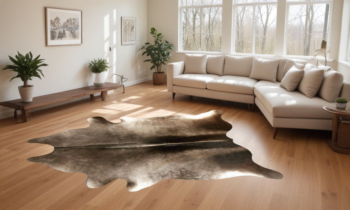 5' x 7' Hand Knotted Cowhide Area Rug - Brown Cowhide