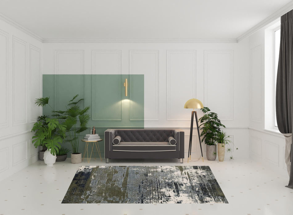 6' x 9' Abstract Power Loom Area Rug - Blue And Green