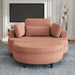 Giga stationary chair and ottoman with two throw pillows, waist pillow, and tray, ideal for small apartment bedroom seating
