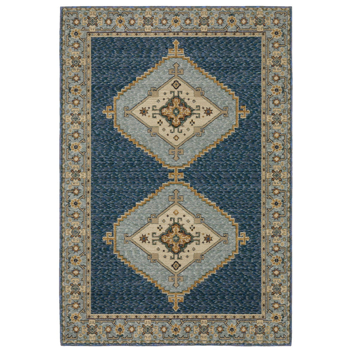 5' X 7' Medallion Area Rug - Blue And Gold