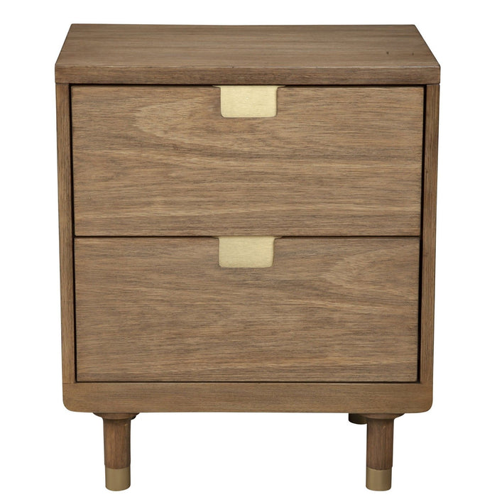 2 Drawer Nightstand - Sandy Brown And Gold