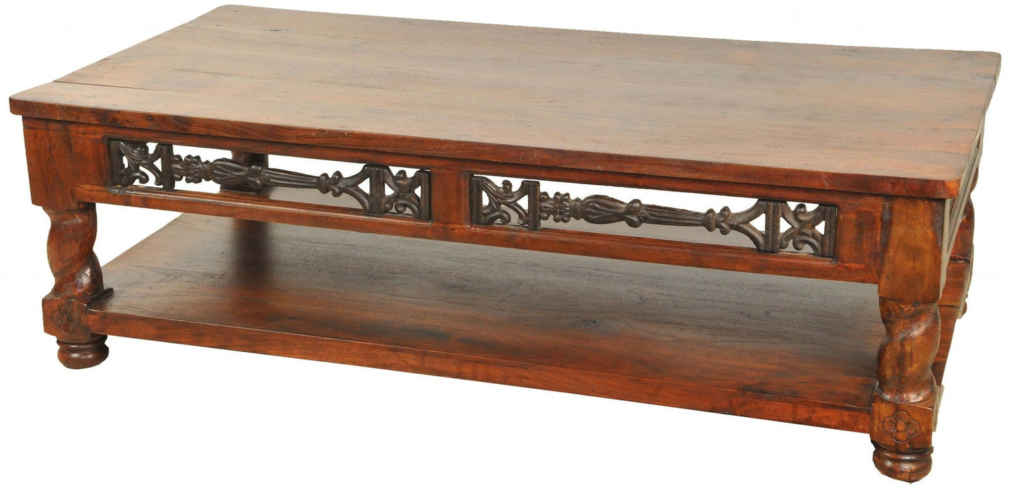 Rectangular Wooden Coffee Table - Brown