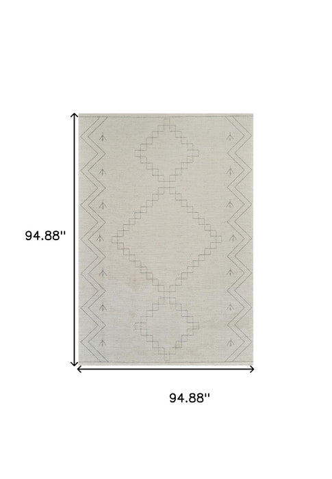 7.9' x 7.9' Modern Abstract Distressed Area Rug - Cream And Beige