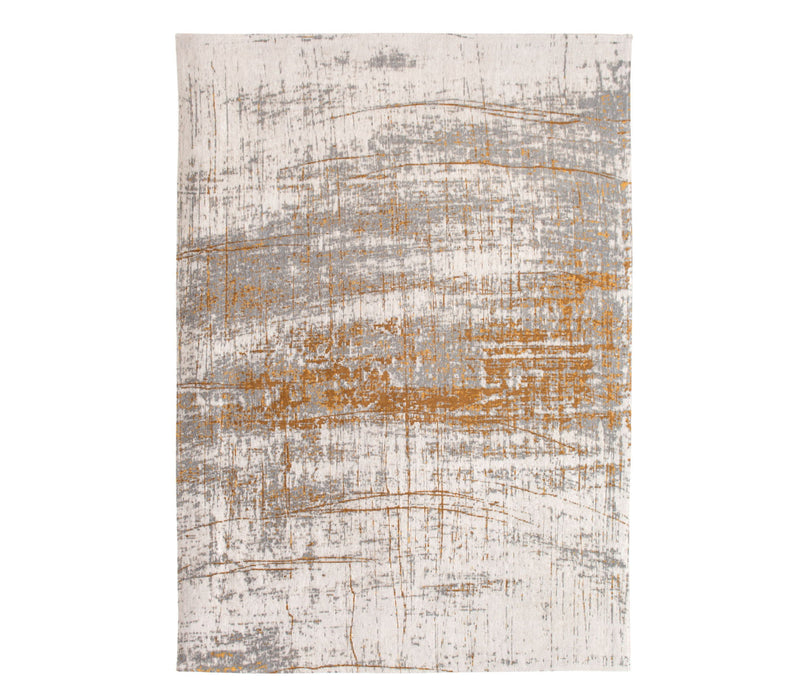 8' Round Abstract Non Skid Area Rug - Gray And Gold