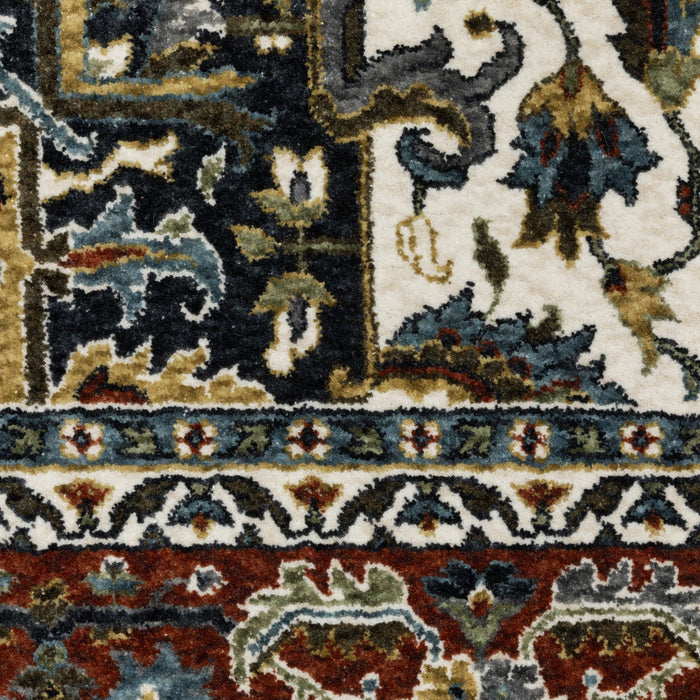 8' X 11' Medallion Area Rug With Fringe (576151) - Navy Blue