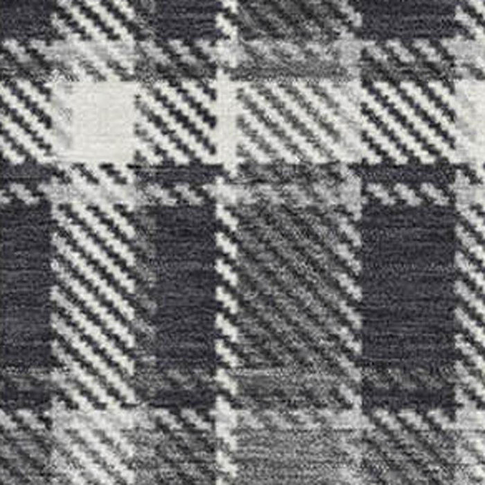 10' X 14' Plaid Washable Area Rug With UV Protection (649426) - Black / Ivory