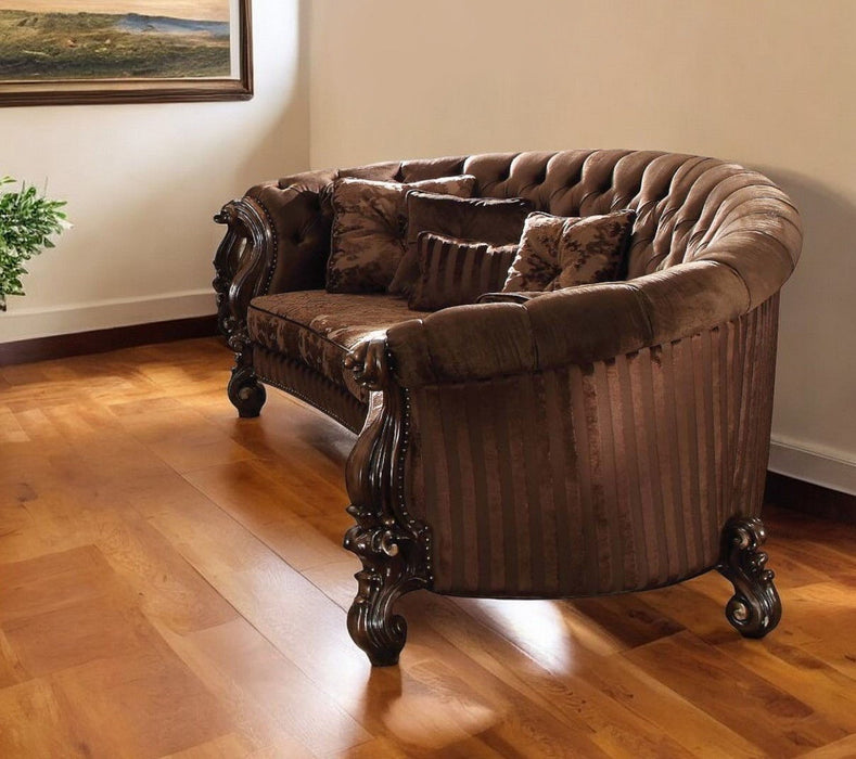 Velvet Curved Settee - Brown