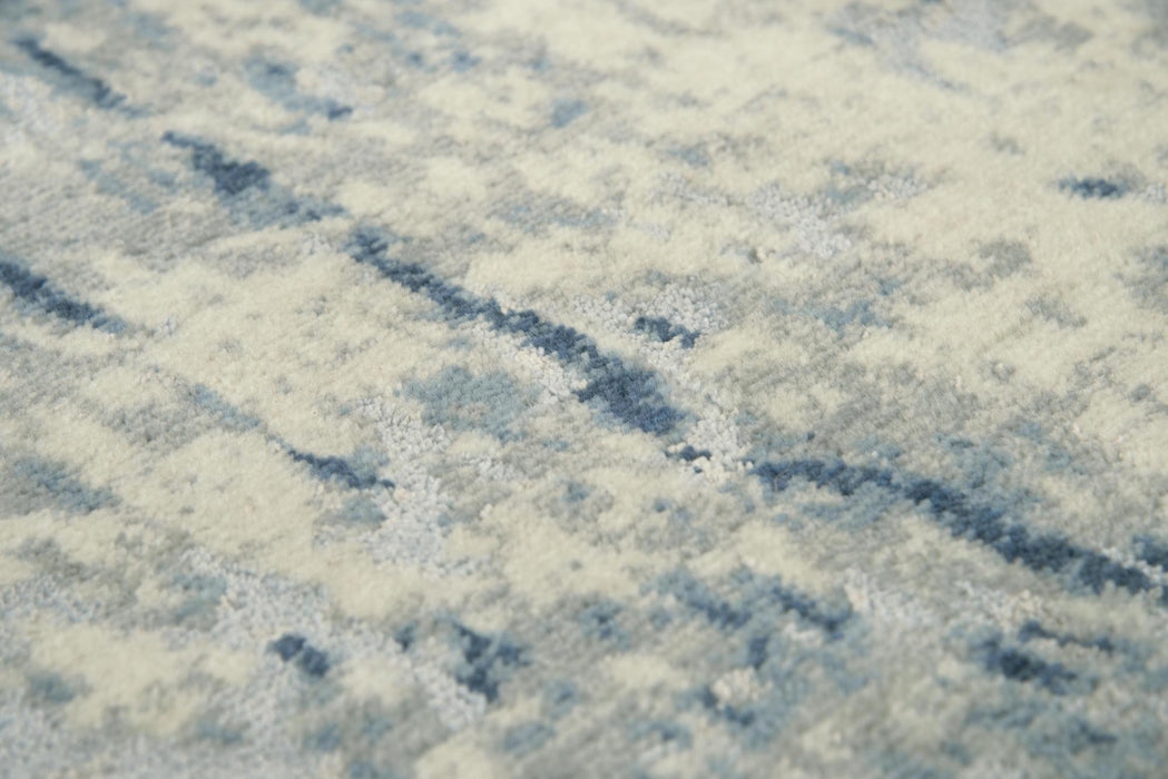 8' X 10' New Zealand Lambs Wool Abstract Hand Carved Handmade Area Rug (747588) - Blue / Light Blue / Gray / Ivory
