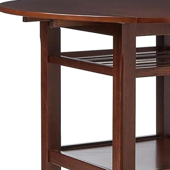 Wood Rounded Drop Leaf Bar Table - Brown