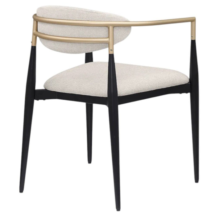 Fabric Partially Open Back Dining Arm Chairs (Set of 2) - Beige / Gold / Black