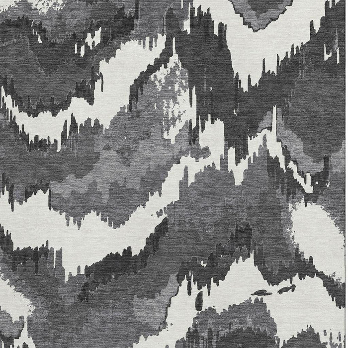 10' X 14' Abstract Washable Area Rug With UV Protection (668627) - Black / Ivory