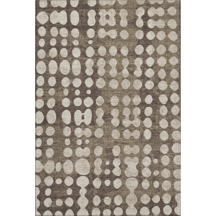 10' X 14' Polka Dot Washable Area Rug With UV Protection (669102) - Brown / Beige
