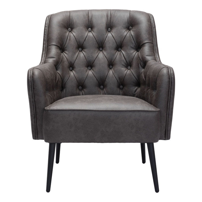 Faux Leather Tufted Arm Chair - Black