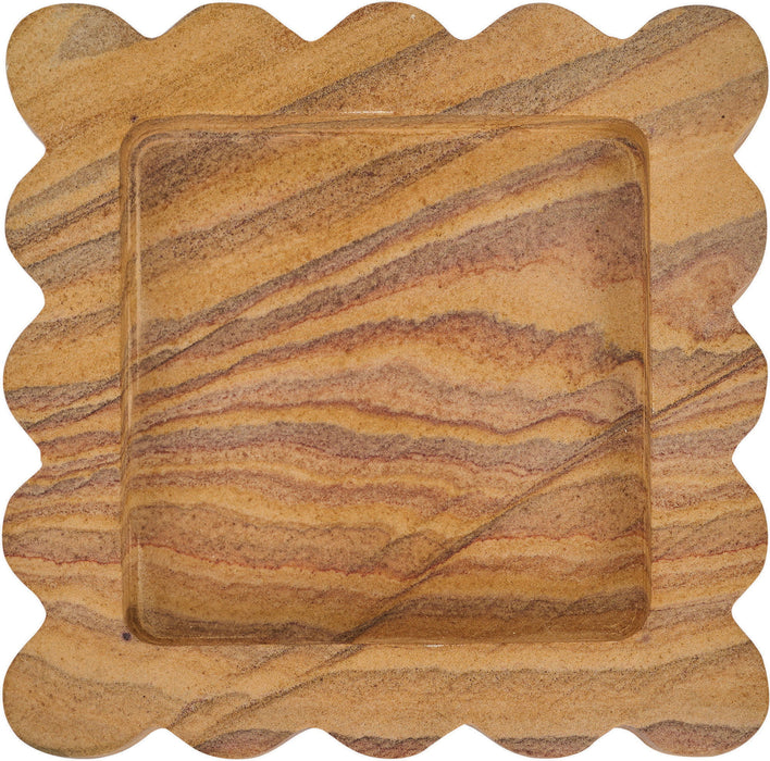 Meridian Furniture Natalie sandstone tray with a smooth surface and rectangular shape, ideal for serving or decorative use.