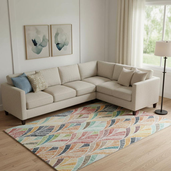 10' X 14' Geometric Washable Area Rug With UV Protection (667617) - Orange / Gold / Blue