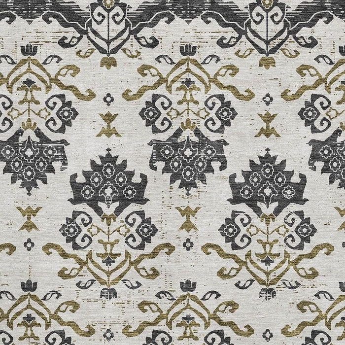 8' X 10' Transitional Medallion Washable Area Rug With UV Protection - Black