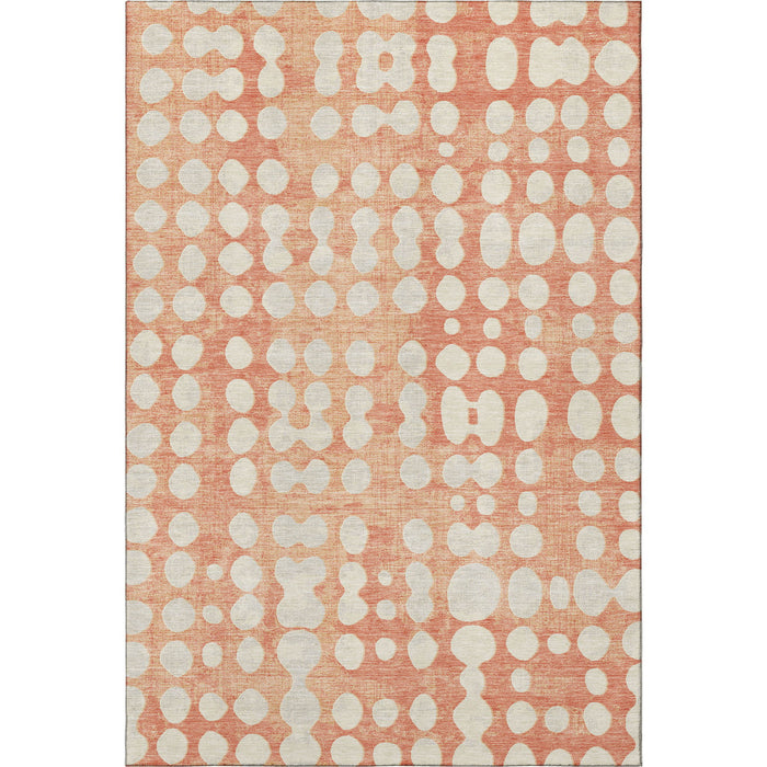 10' X 14' Polka Dot Washable Area Rug With UV Protection (669108) - Coral / Beige
