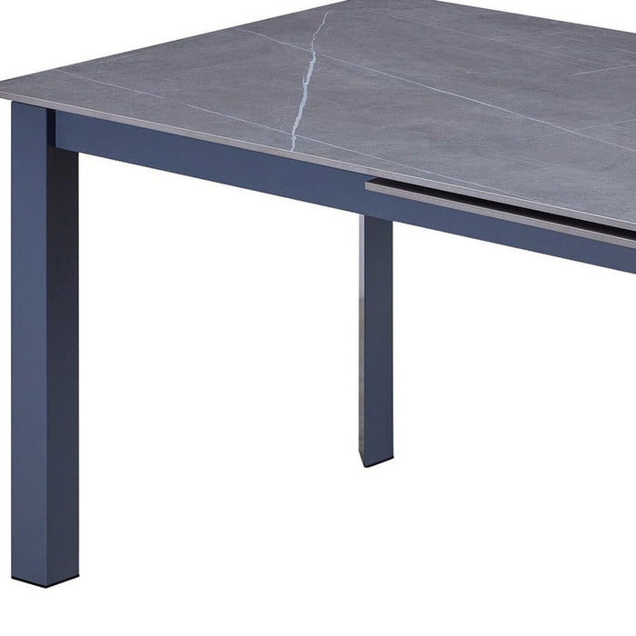 55" Ceramic And Metal Self-Storing Leaf Extendable Dining Table - Gray