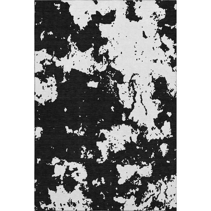 10' X 14' Abstract Washable Area Rug With UV Protection (671276) - Black / White