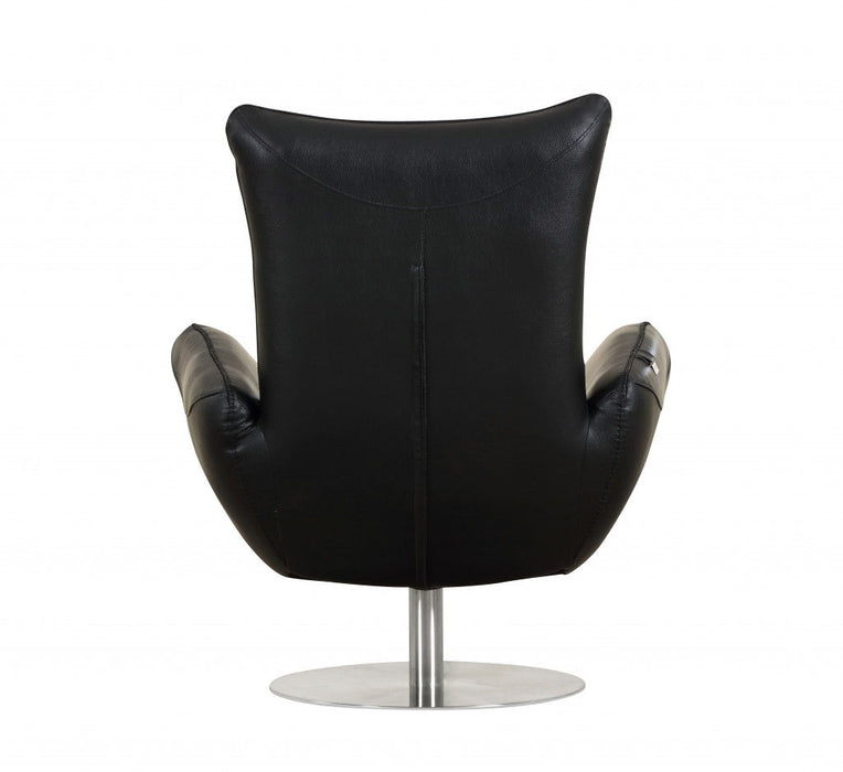 Contemporary Leather Lounge Chair - Black