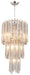 Silver metal chandelier with seven crystal glass shades, modern statement lighting fixture by HomeRoots.