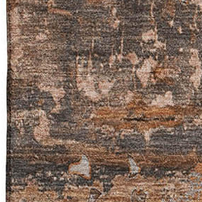 9' X 12' Abstract Washable Area Rug With UV Protection (648885) - Terra Cotta / Gray